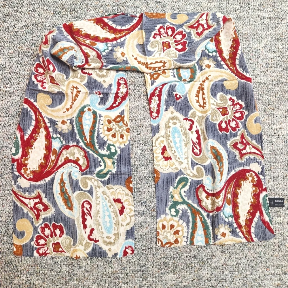 Casca Scarfs Colorful Paisley Silk Oblong Scarf